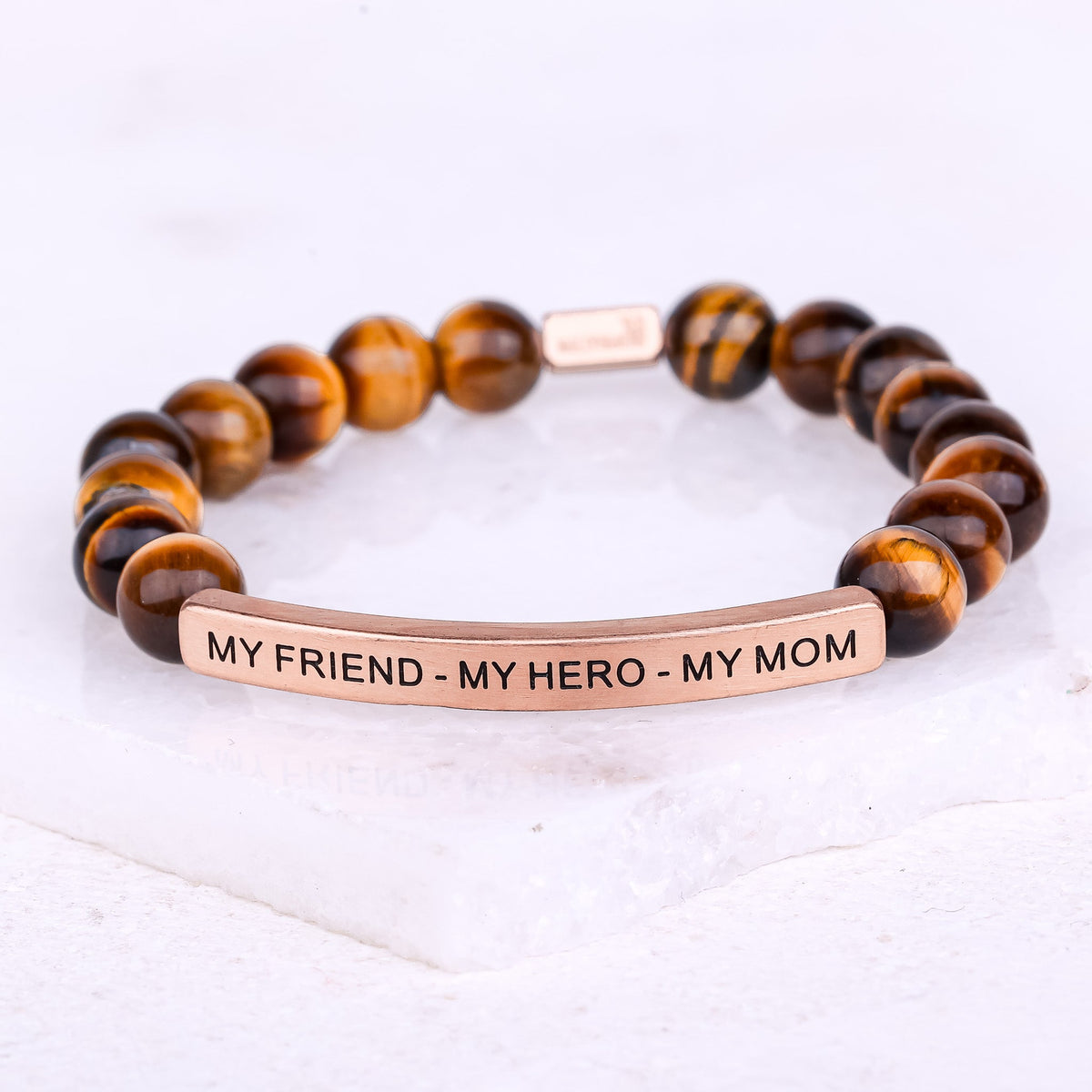 My Friend My Hero My Mom bracelet with natural gemstone beads