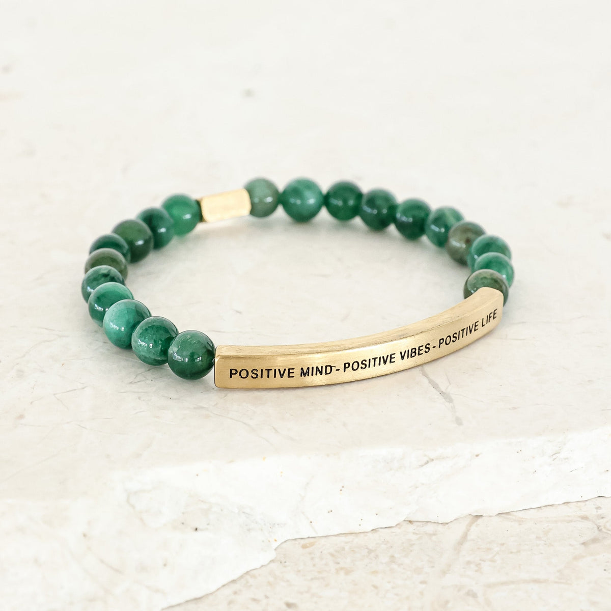 Uplifting beaded bracelet with Positive Mind Positive Vibes Positive Life message