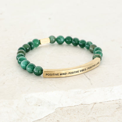 Uplifting beaded bracelet with Positive Mind Positive Vibes Positive Life message