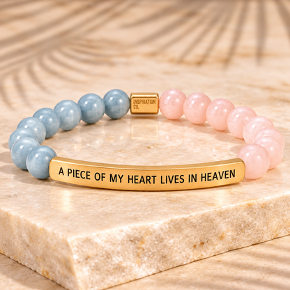 A PIECE OF MY HEART LIVES IN HEAVEN - ENGRAVED INSPIRATIONAL BRACELET