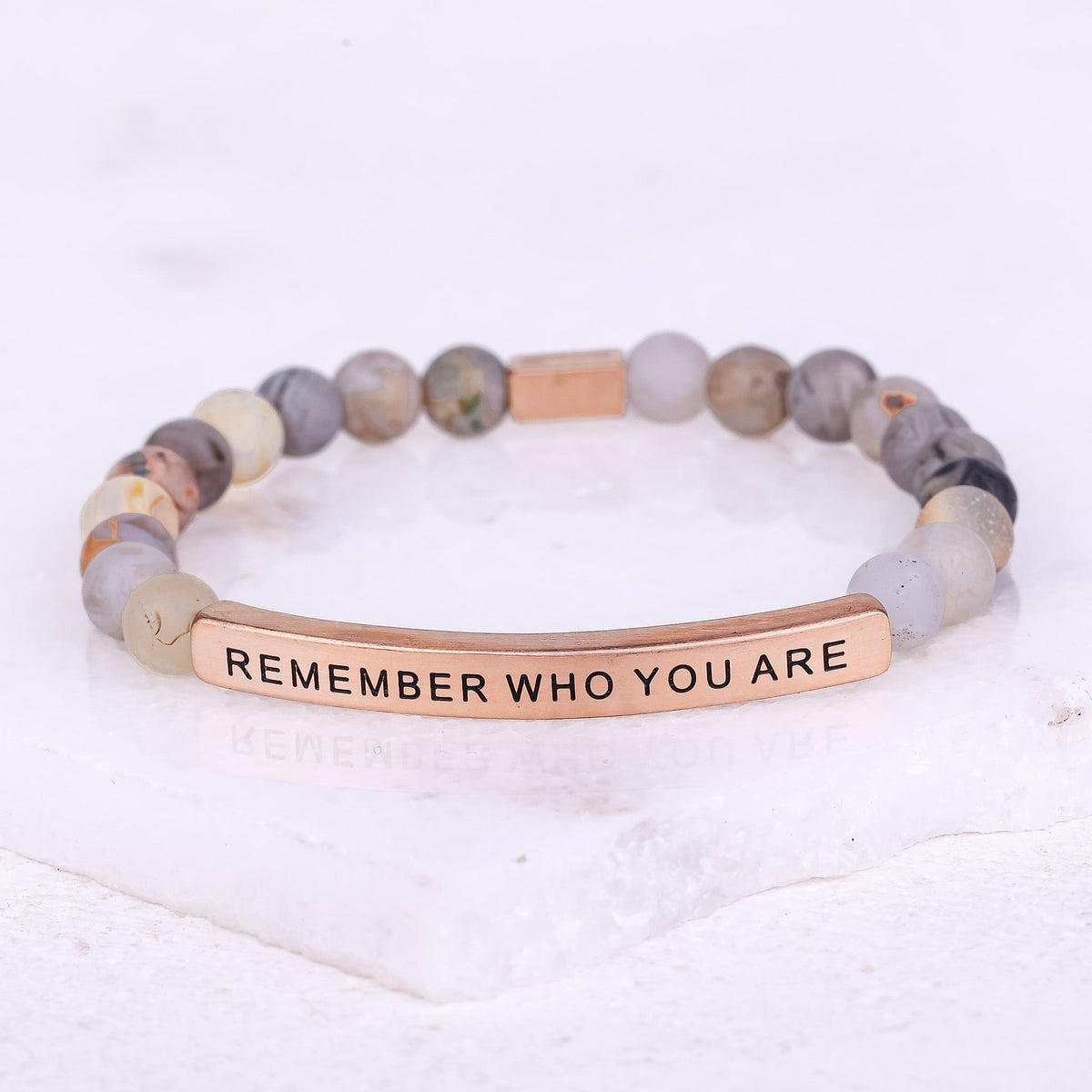 Meaningful inspirational gift bracelet engraved with Remember Who You Are