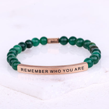beaded bracelet with engraved inspirational message