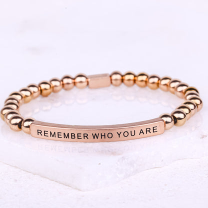 REMEMBER WHO YOU ARE bracelet with natural gemstone beads