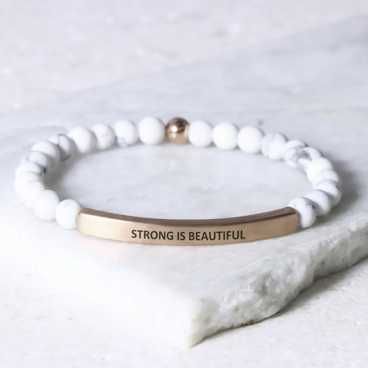 Strong Is Beautiful beaded message bracelet 