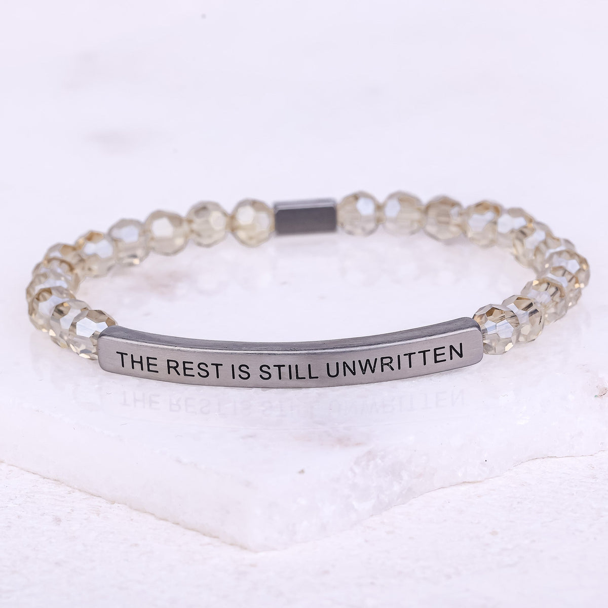 bracelet featuring an uplifting message of possibility and personal growth