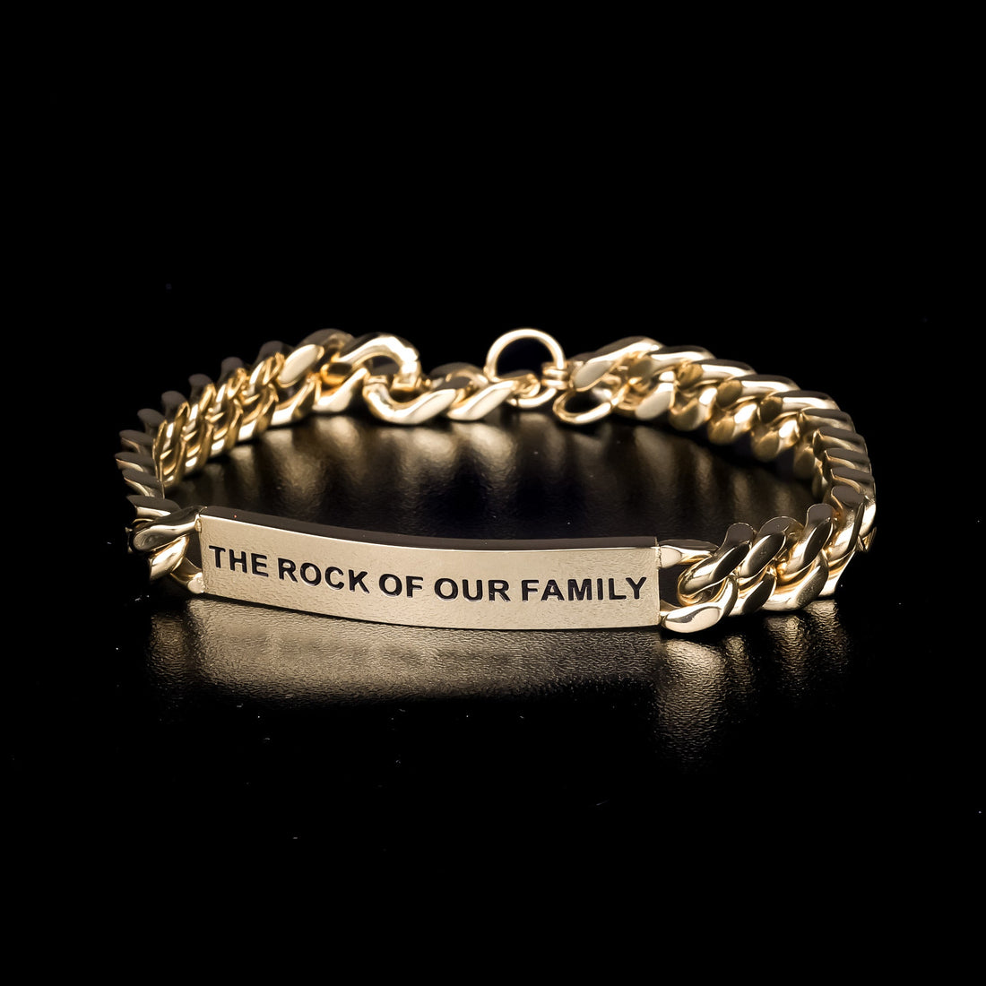 gold engraved chain bracelet for men