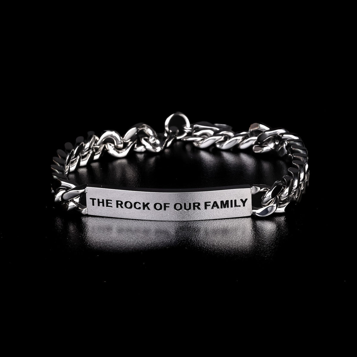 mens chain bracelet with engraved message