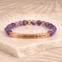 memorial bracelet with engraved message bar and earth stone beads