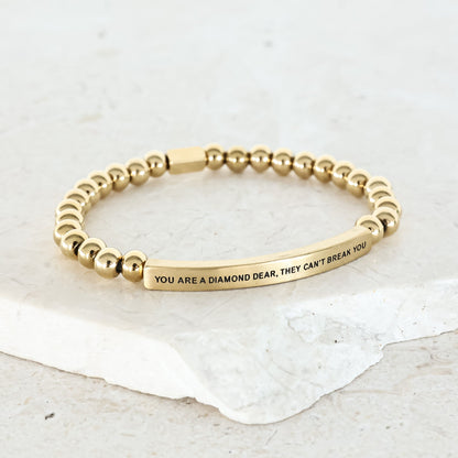 gold beaded bracelet made in usa