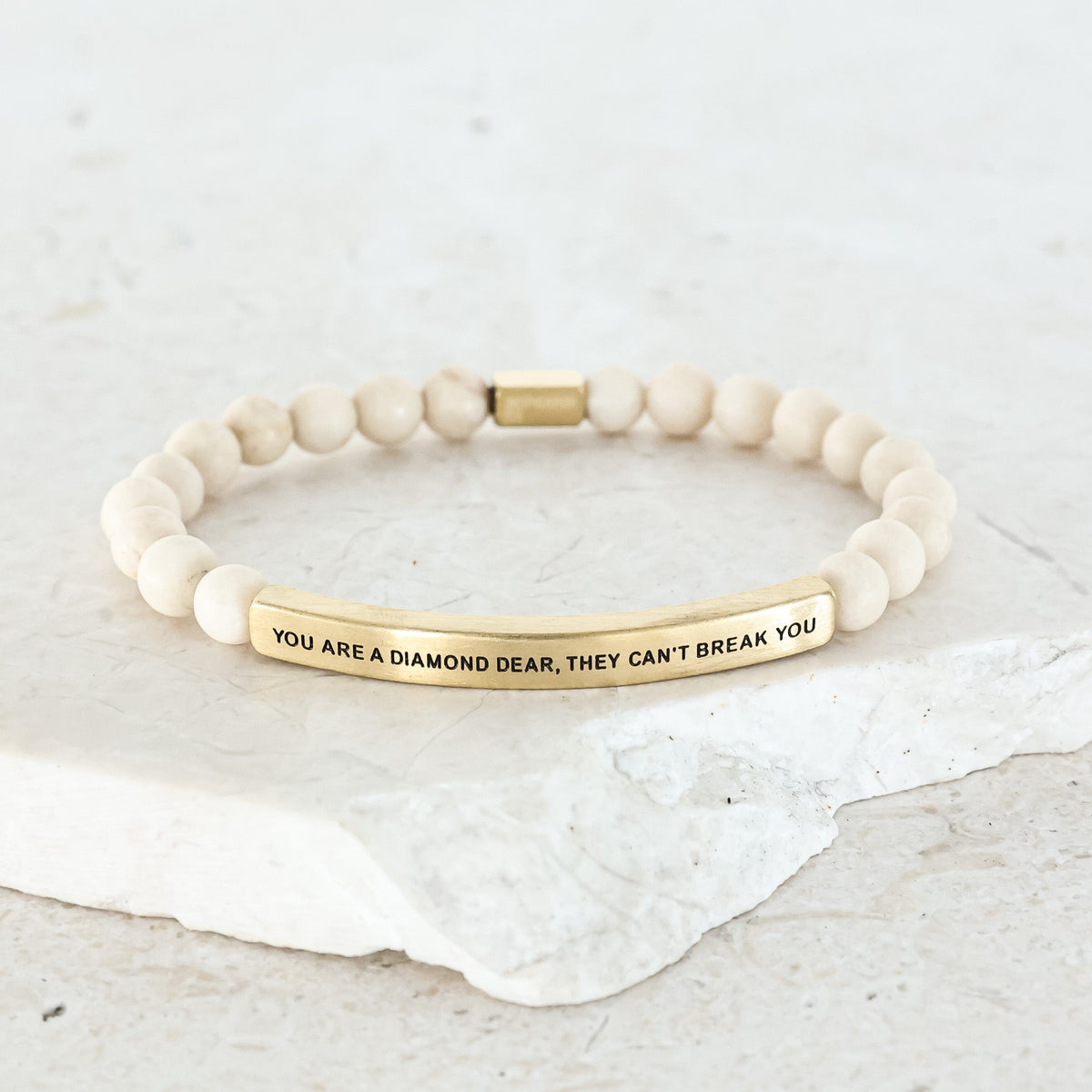 matte beaded engraved bracelet