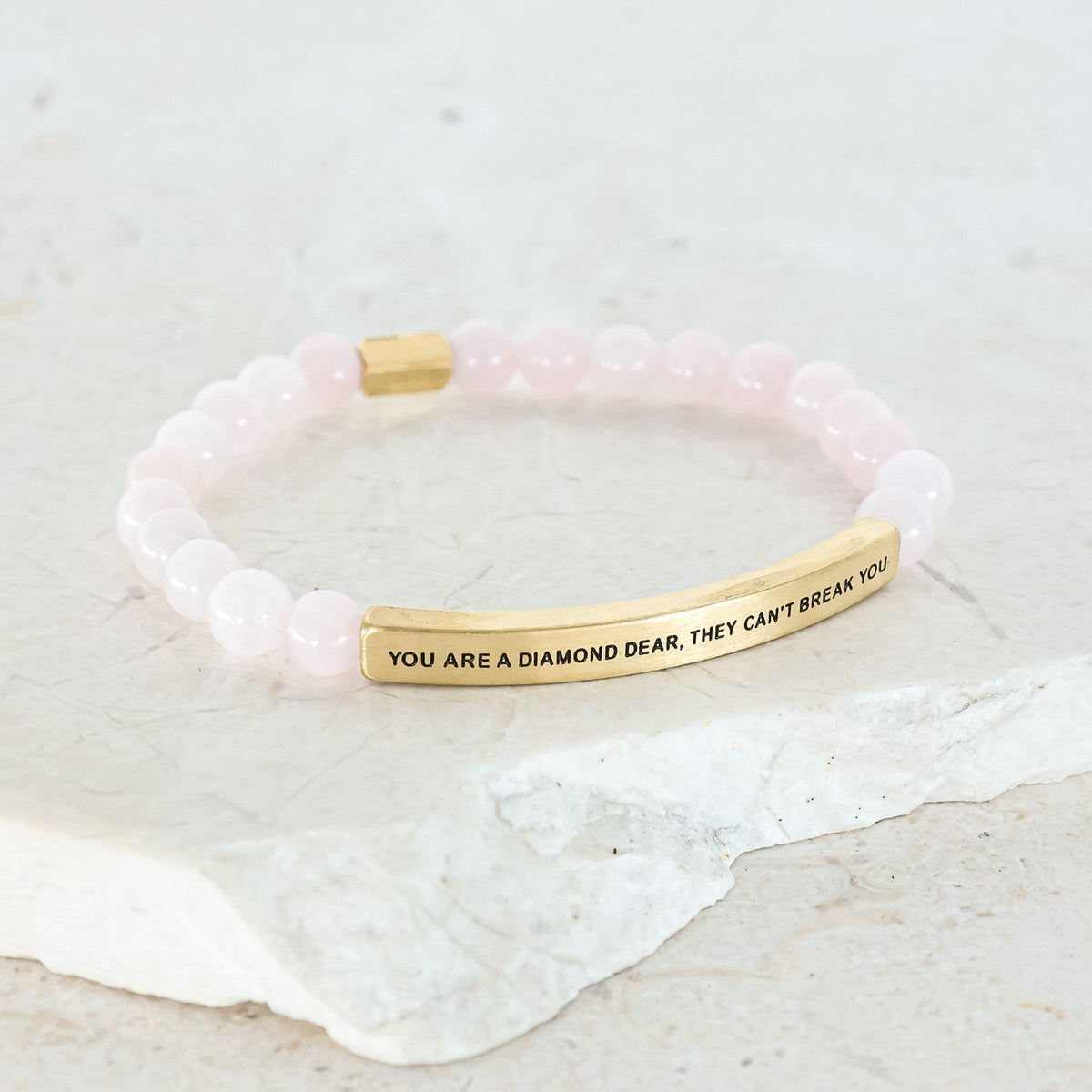 rose quartz beaded bracelet made in usa