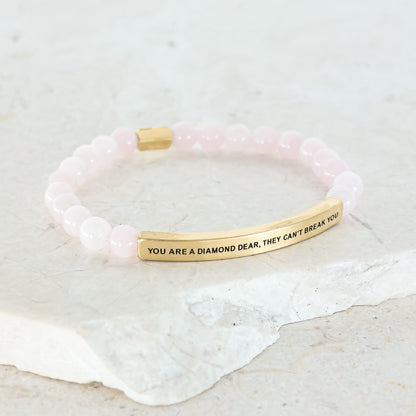 rose quartz beaded bracelet made in usa