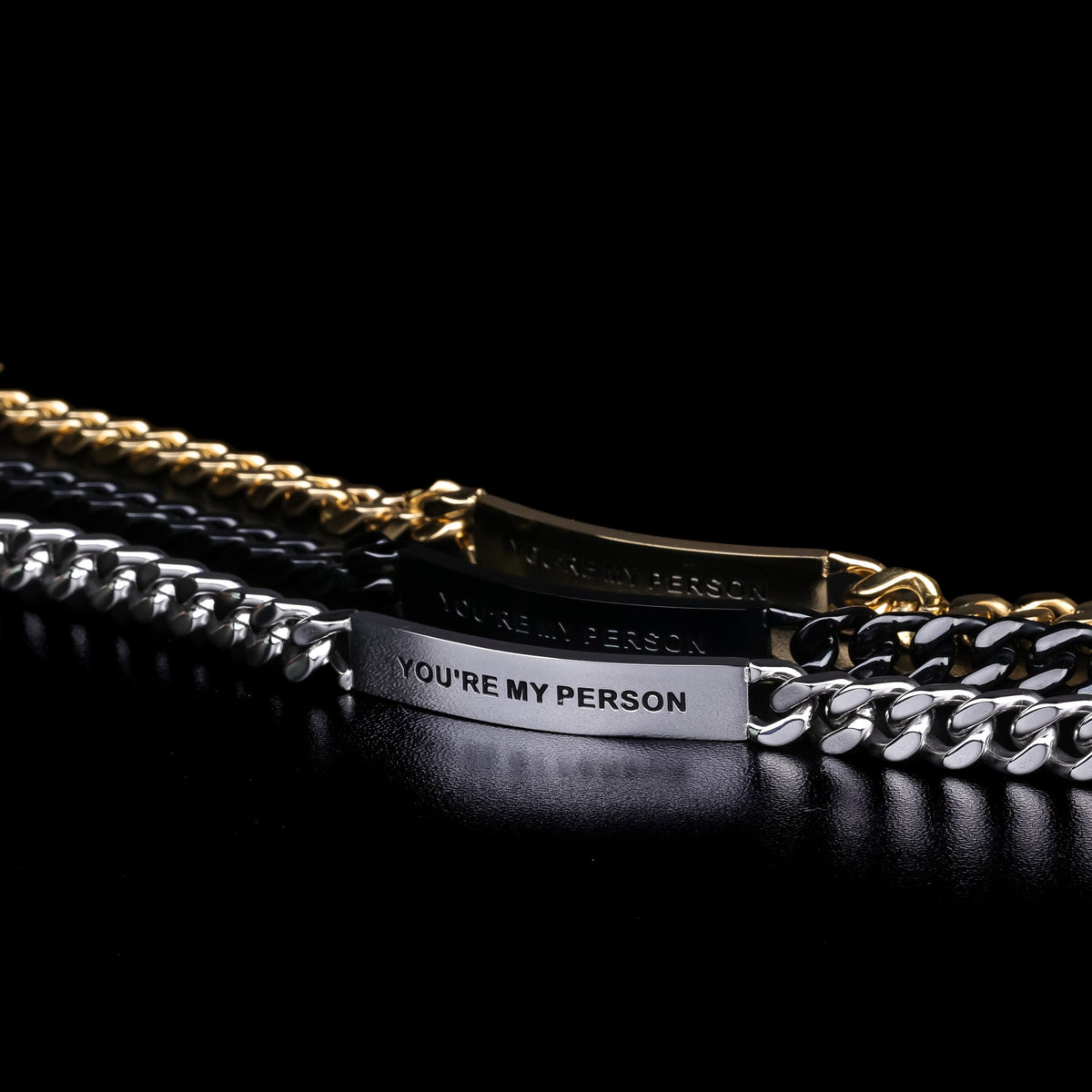 YOU’RE MY PERSON stainless steel chain-style bracelet for men celebrating love and connection
