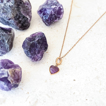 AMETHYST HEART CHARM - Inspiration Co.