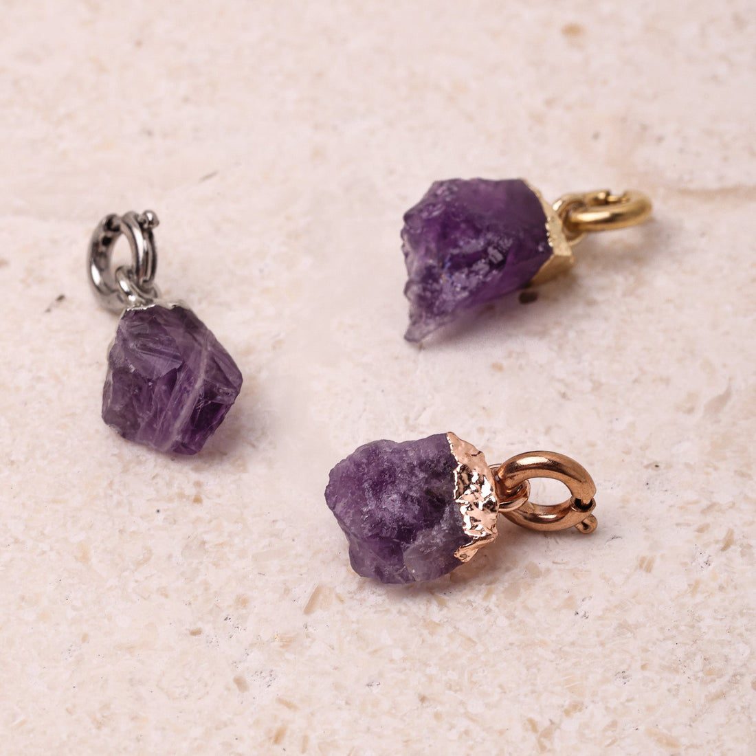 Amethyst(FEB) Raw Birthstone Charm - Inspiration Co.