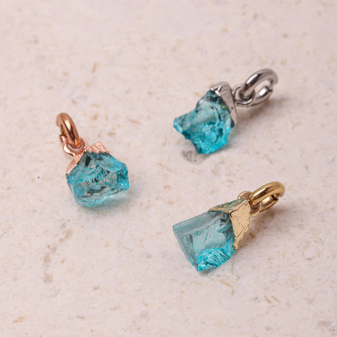 Aquamarine(MARCH) Raw Birthstone Charm - Inspiration Co.