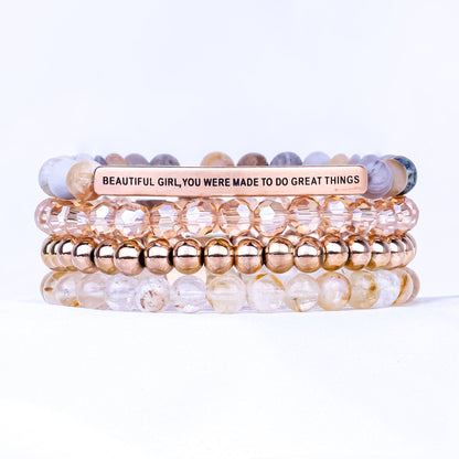 BEAUTIFUL GIRL 4 BRACELET GIFT SET - BAMBOO - Inspiration Co.