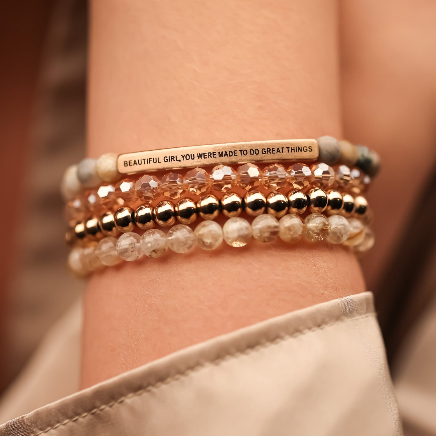 BEAUTIFUL GIRL 4 BRACELET GIFT SET - BAMBOO - Inspiration Co.