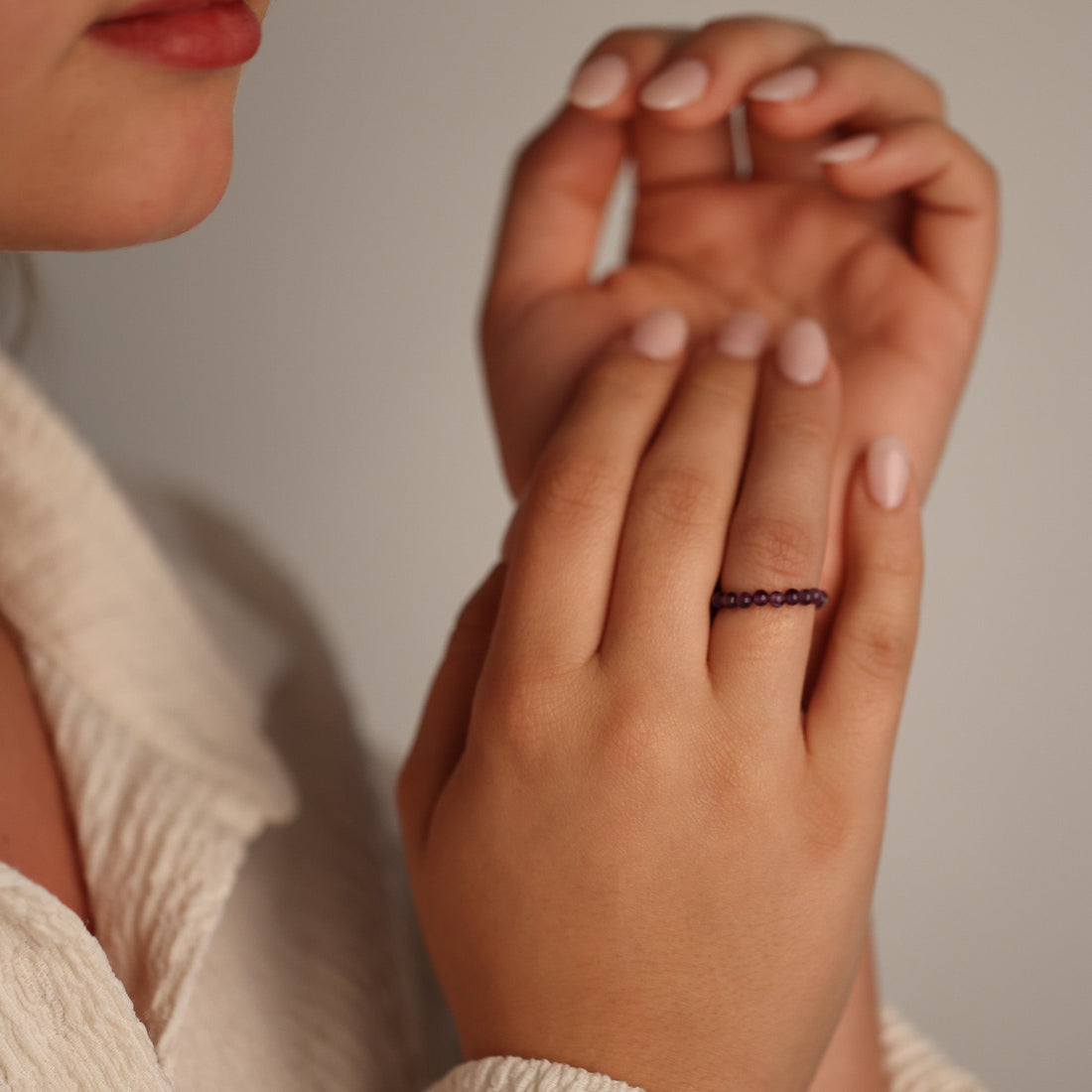 EARTHSTONE STRETCH RING - AMETHYST - Inspiration Co.