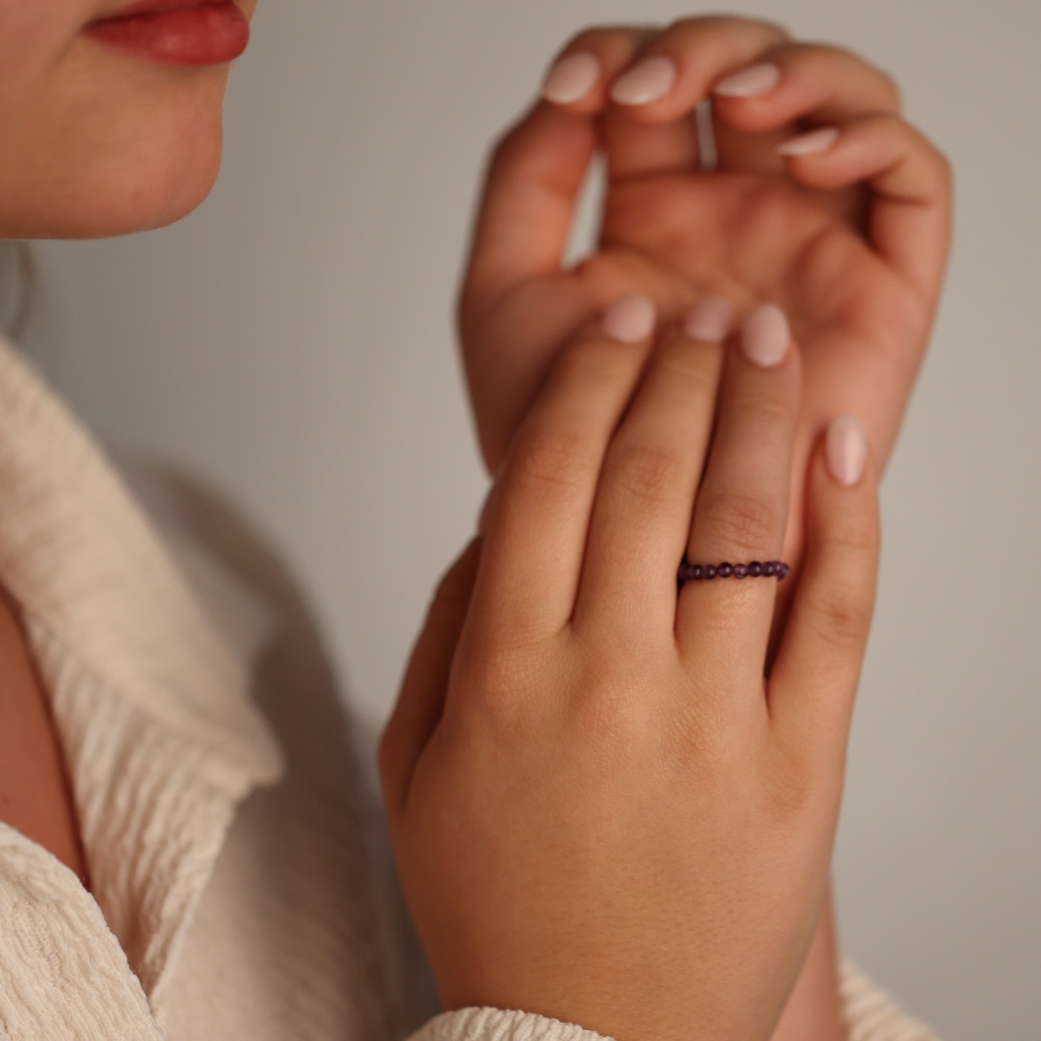 EARTHSTONE STRETCH RING - AMETHYST - Inspiration Co.