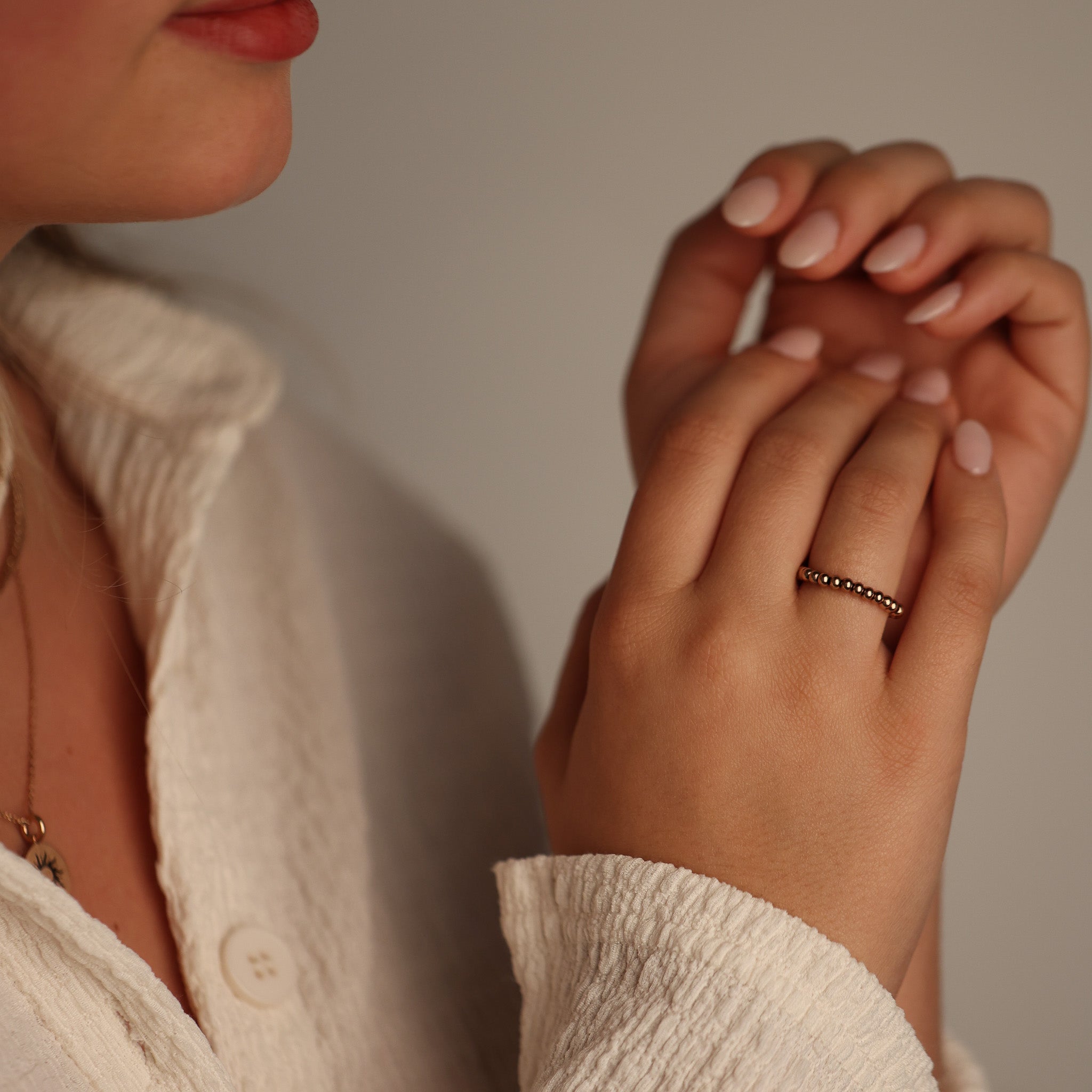 EARTHSTONE STRETCH RING - ROSE GOLD - Inspiration Co.
