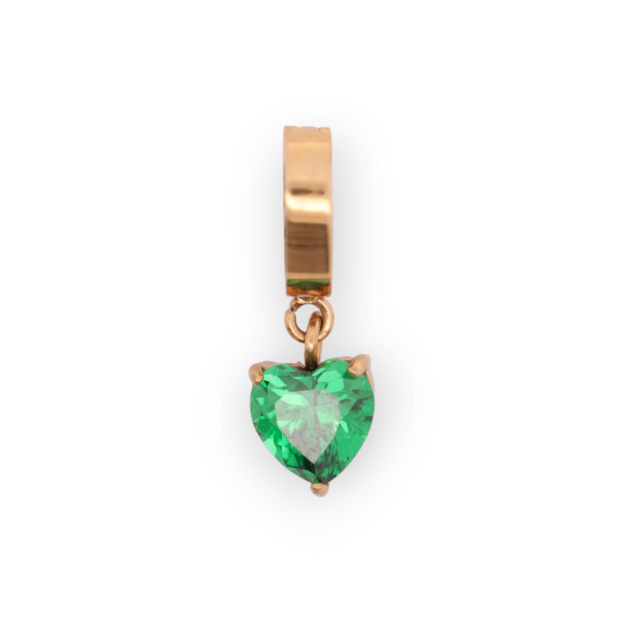 HEART BIRTHSTONE CHARM - EMERALD (MAY)