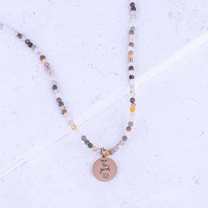 MICRO GEMSTONE NECKLACE - BAMBOO - Inspiration Co.