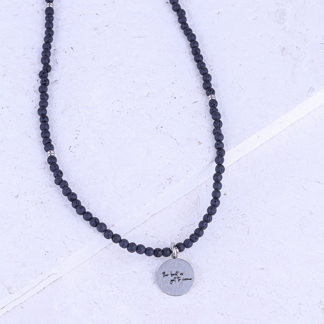 MICRO GEMSTONE NECKLACE - LAVA STONE - Inspiration Co.