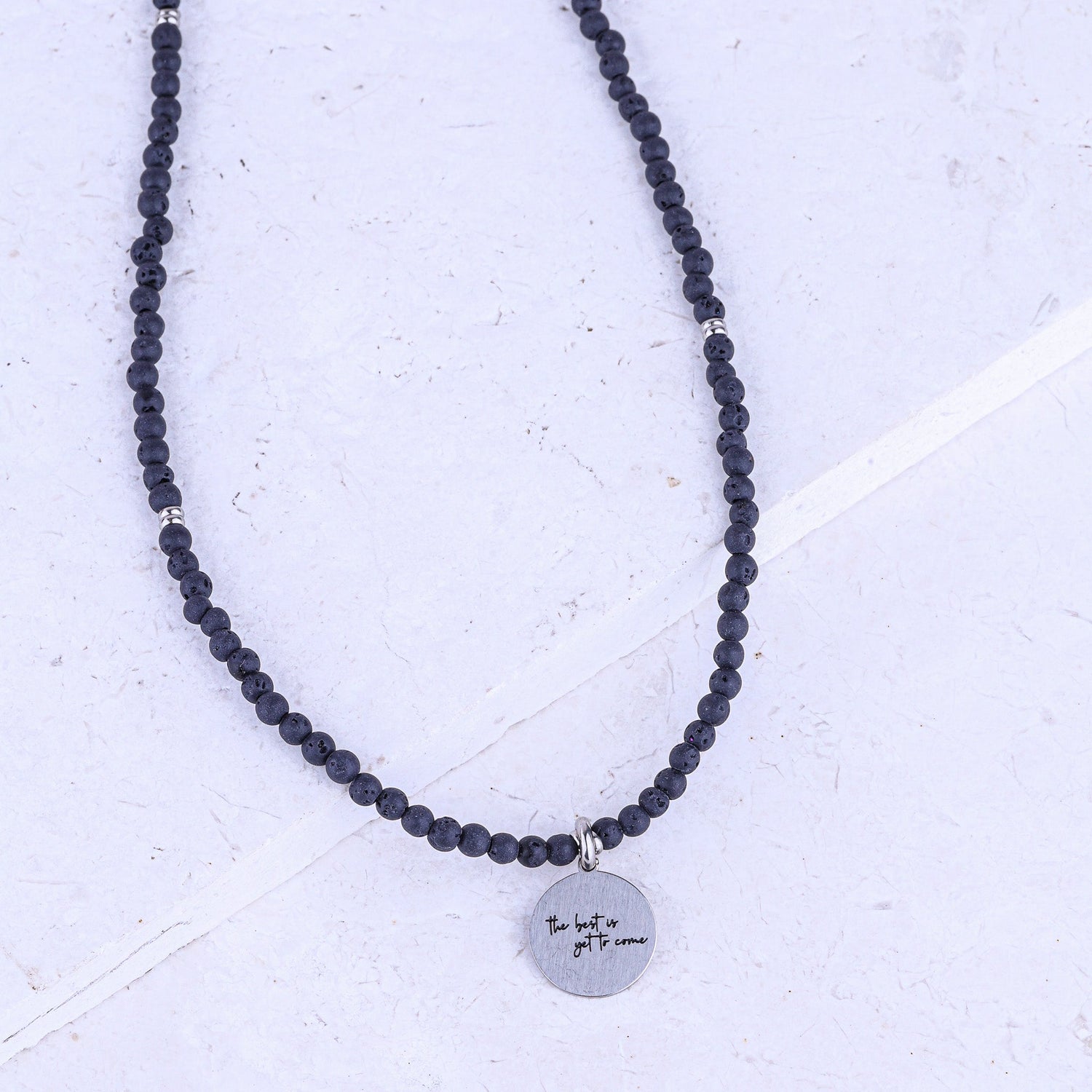 MICRO GEMSTONE NECKLACE - LAVA STONE - Inspiration Co.