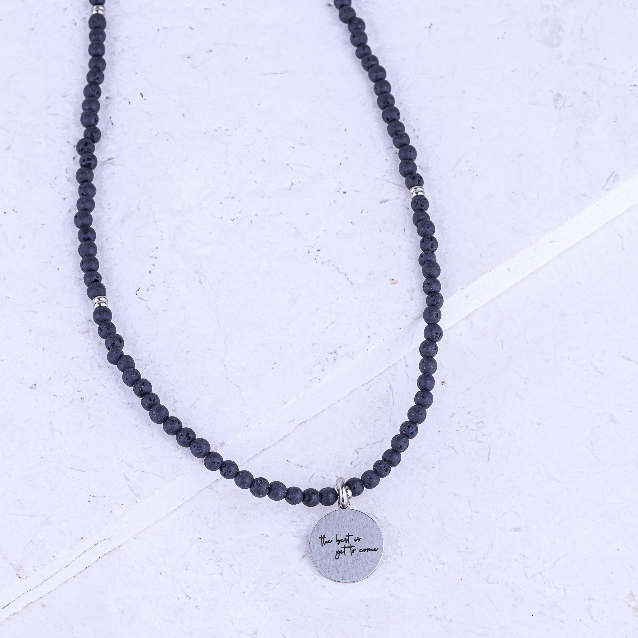MICRO GEMSTONE NECKLACE - LAVA STONE - Inspiration Co.