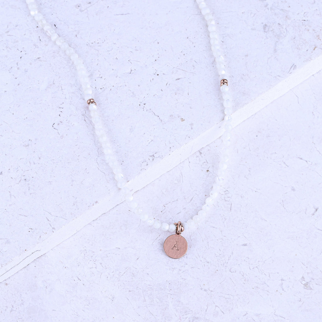 MICRO GEMSTONE NECKLACE - MOTHER OF PEARL - Inspiration Co.
