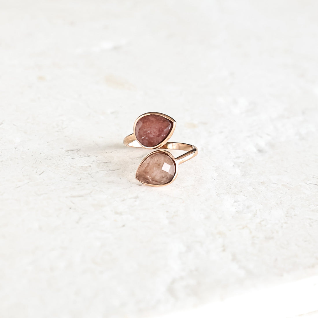 Pink Quartz Teardrop Ring - Inspiration Co.