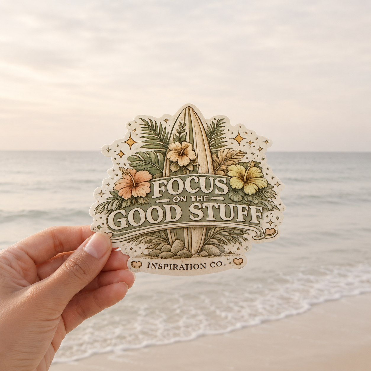 STICKER - FOCUS ON THE GOOD STUFF (SURF DESIGN)