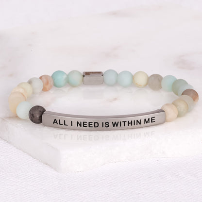 Inspirational engraved beaded bracelet