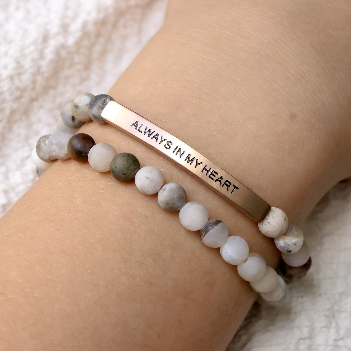 engraved beaded message bracelet