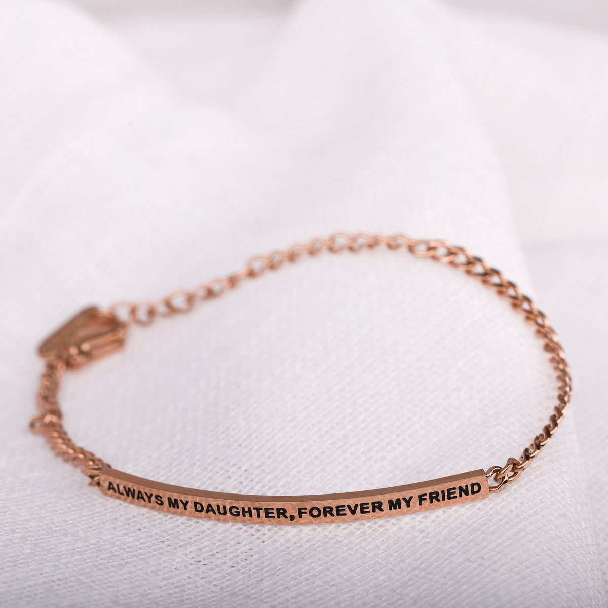 rose gold adjustable engraved bracelet
