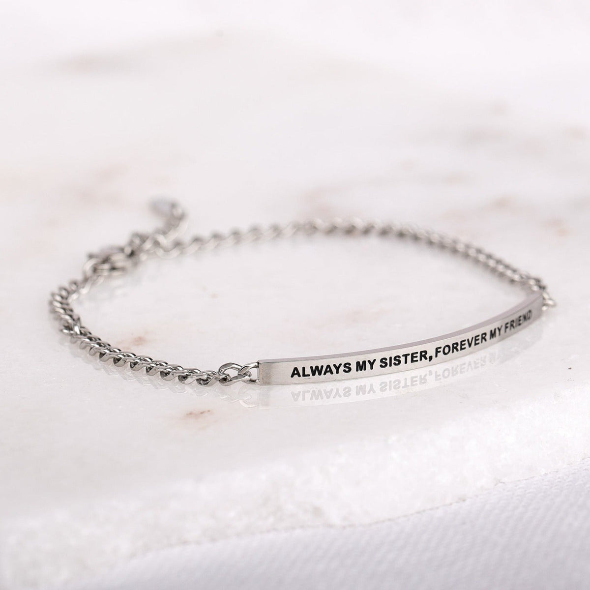 silver chain bracelet with engraving