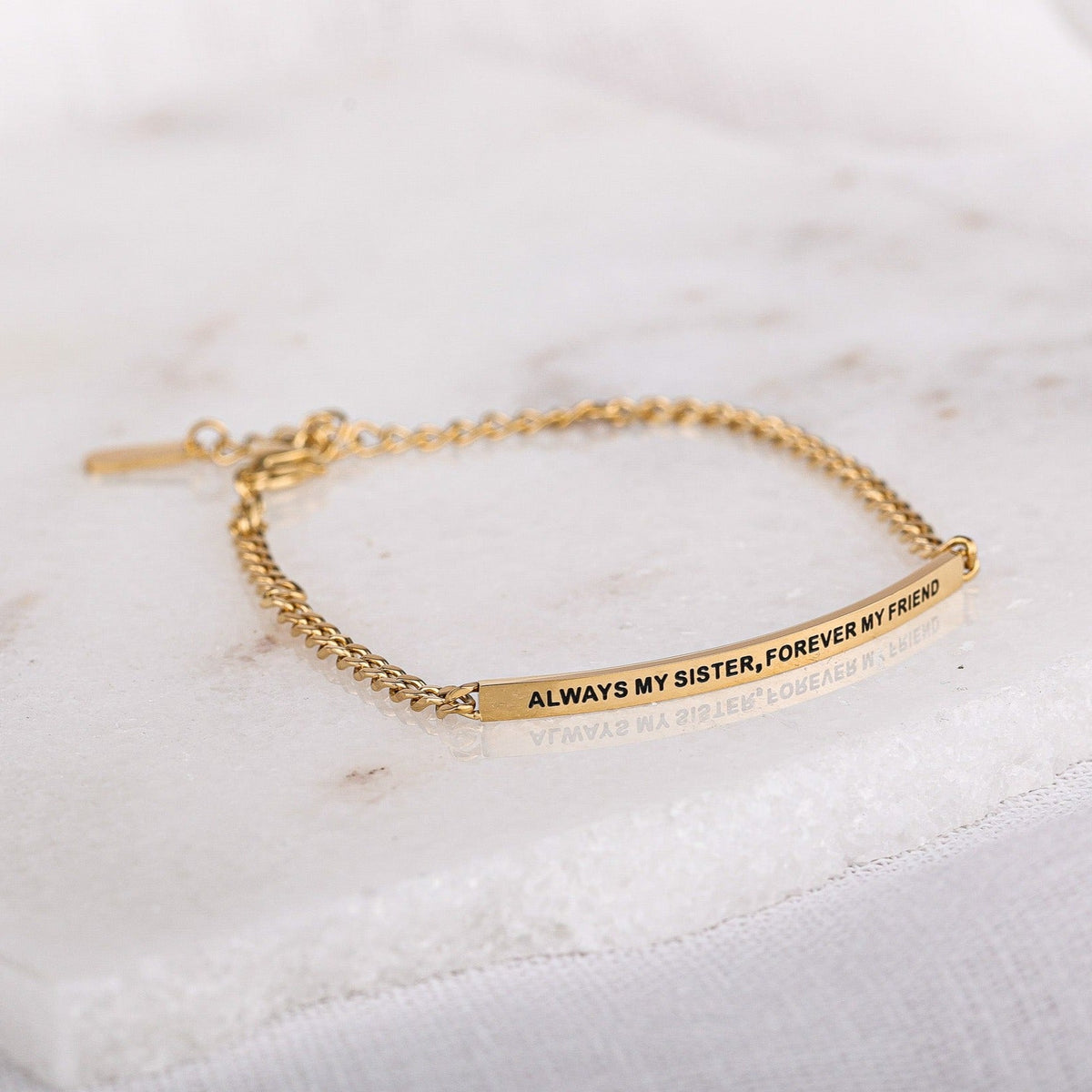 gold adjustable engraved chain bracelet