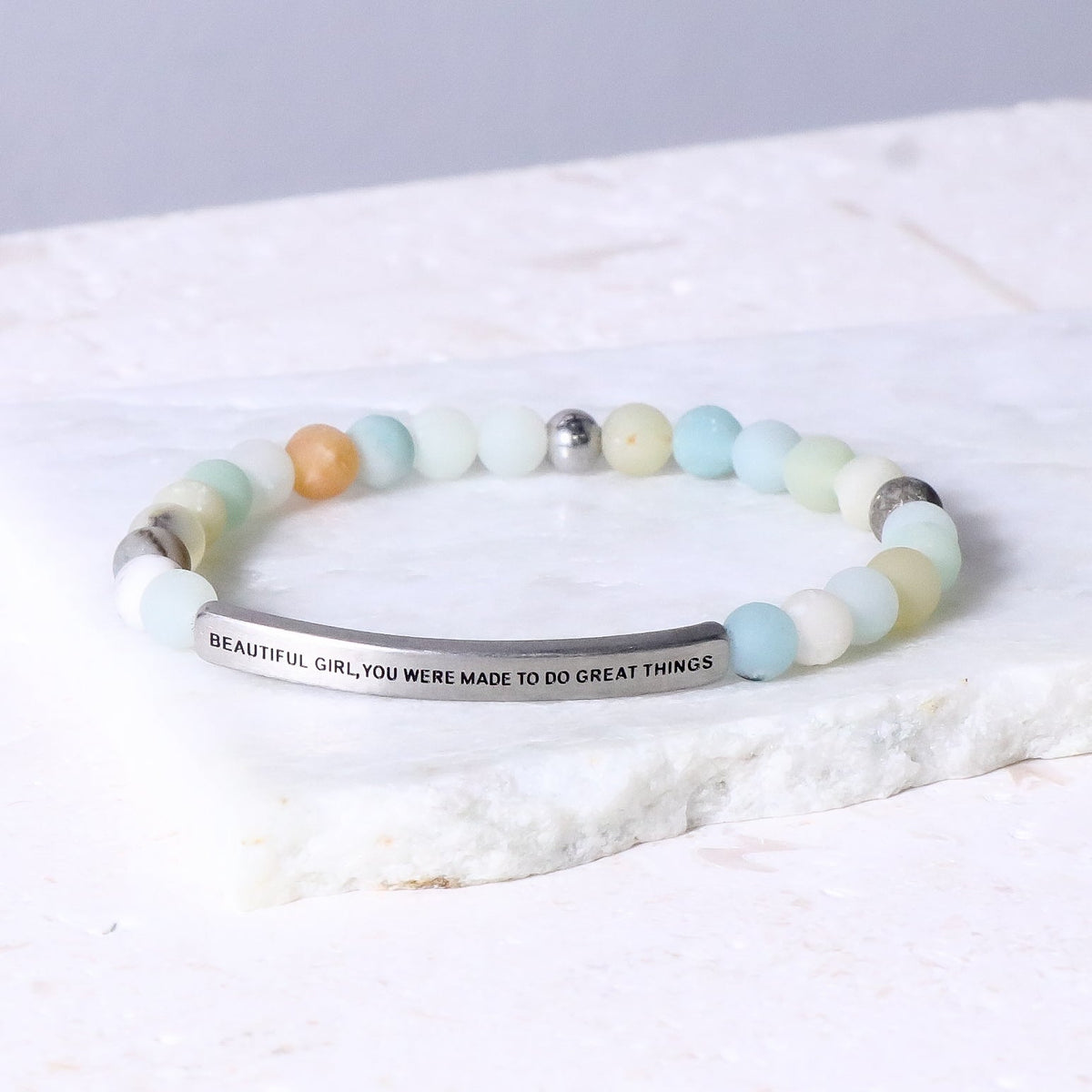 Turquoise beaded engraved bracelet