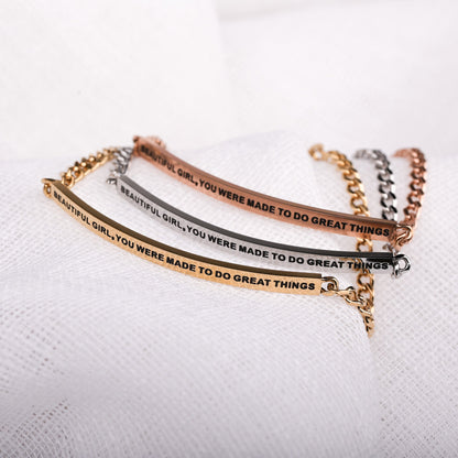 engraved inspirational adjustable chain bracelets