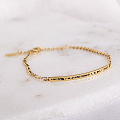 gold chain bracelet with engraving