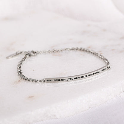 silver chain bracelet engraved