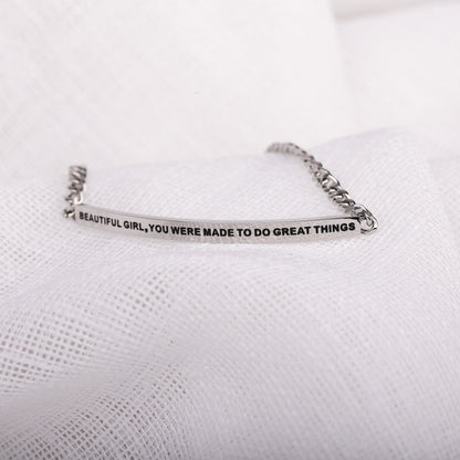 engraved inspirational chain bracelet