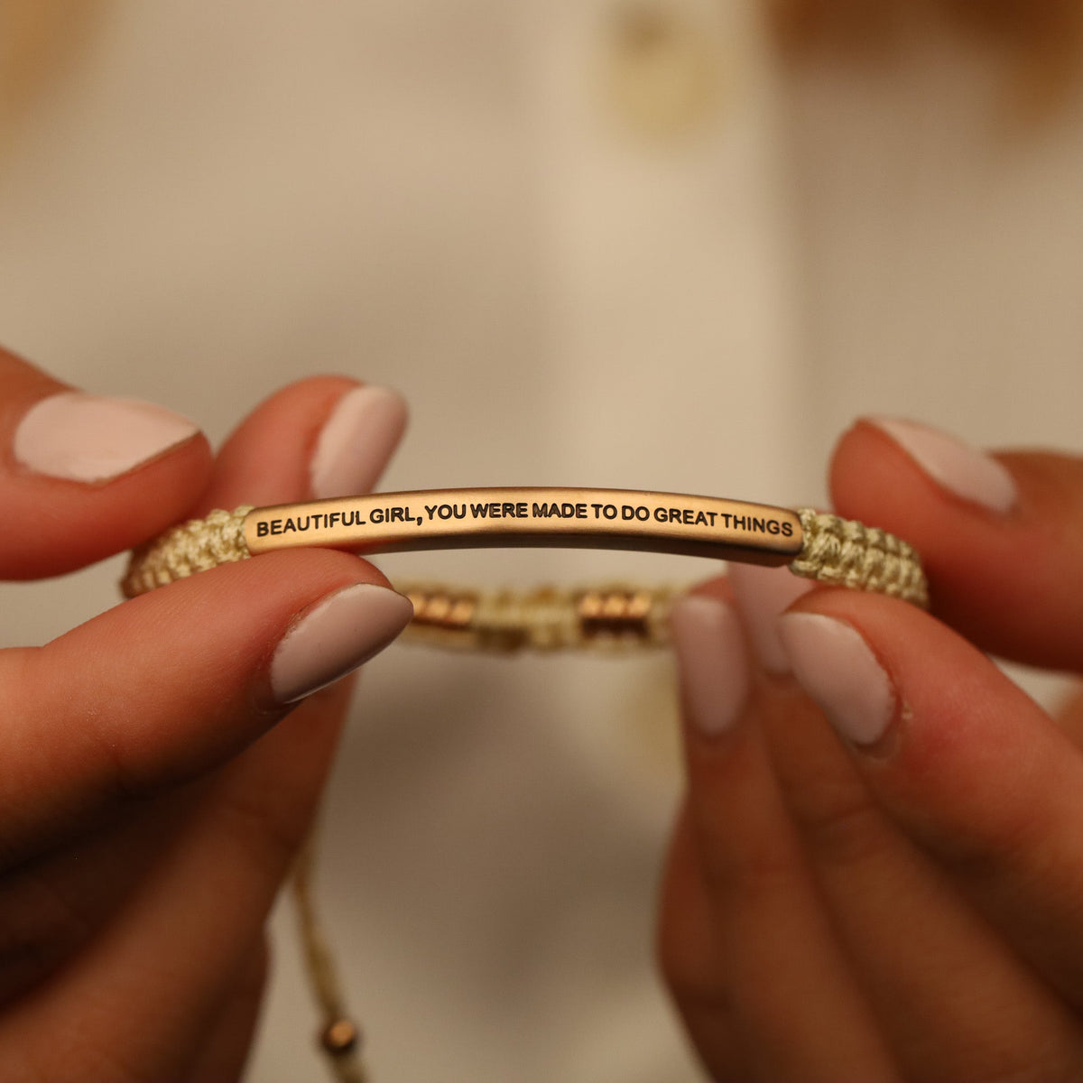 BEAUTIFUL GIRL, YOU WERE MADE TO DO GREAT THINGS ROPE BRACELET