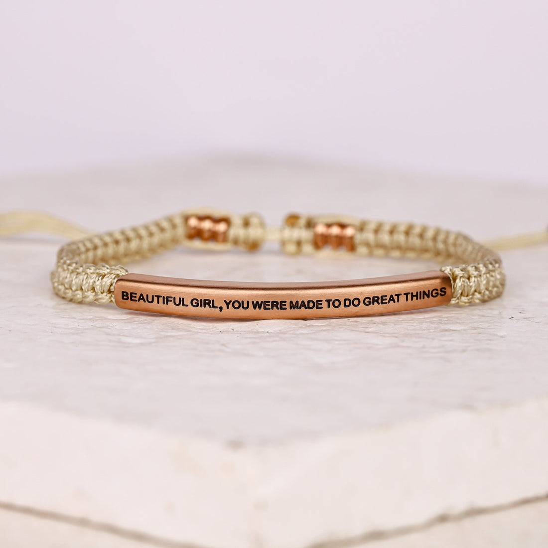 Inspirational engraved rope braclet