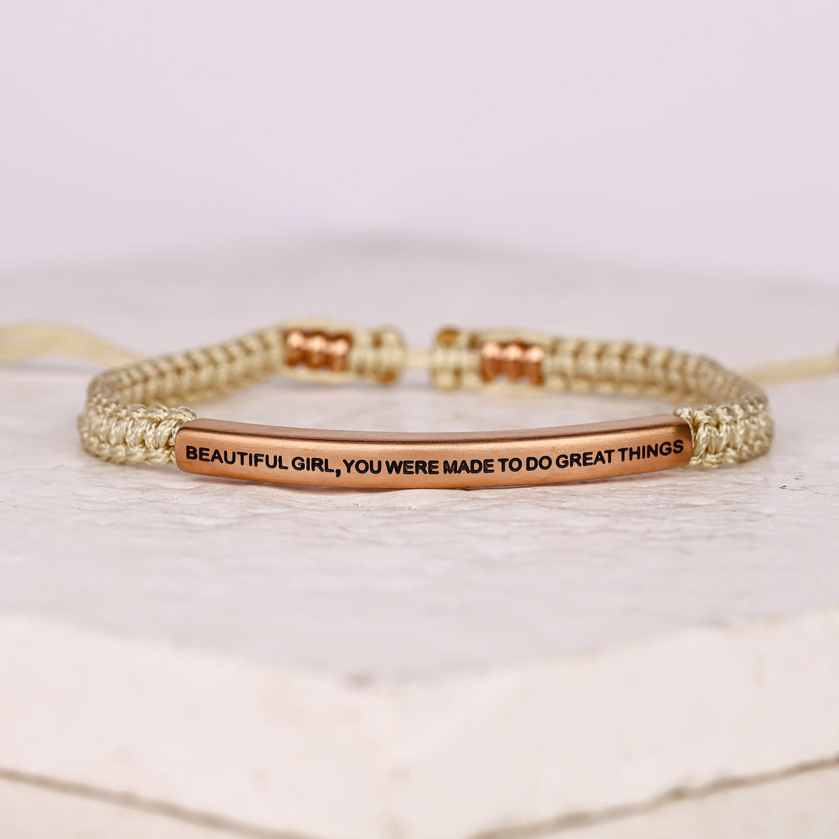 Inspirational engraved rope braclet