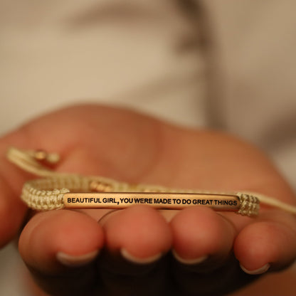 Engraved positive message braclet