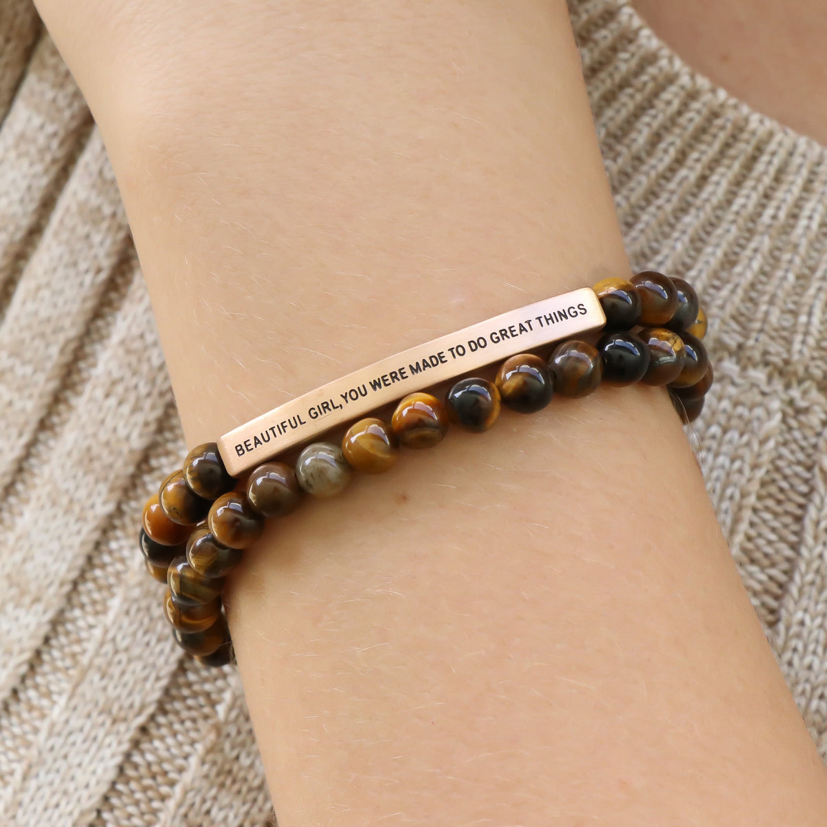 Tiger eye inspirational bracelet