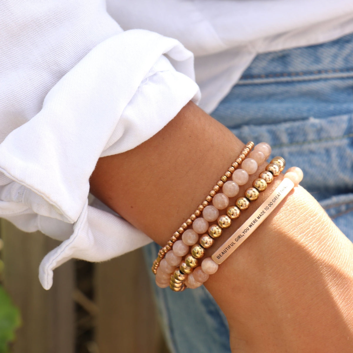 BEAUTIFUL GIRL, YOU WERE MADE TO DO GREAT THINGS ROPE BRACELET engraved bracelet