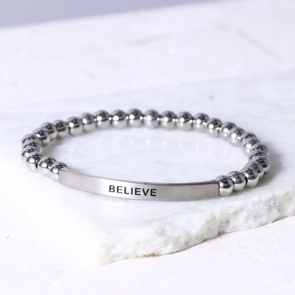 Silver engraved inspirational bracelet for gifting